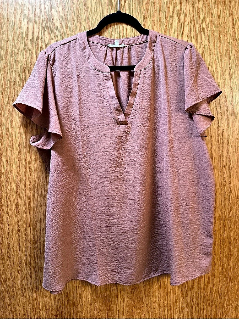 Maurices Flutter Sleeve Blouse in Pink Size XL